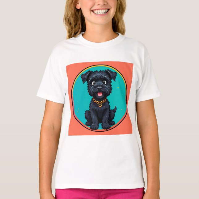 Rolig Hund Färgrik Digital Illustration T Shirt (Framsida)