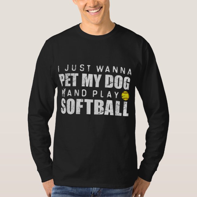 Rolig hund fastklaffsoftboll t shirt (Framsida)