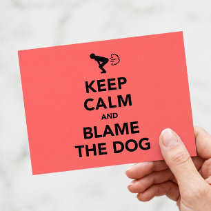 Rolig Hund Flatulens Skämt Keep Calm Parodi Vykort