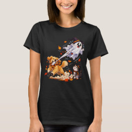 Rolig Hund Flyger en Spöke Som en Halloween-drake! T Shirt