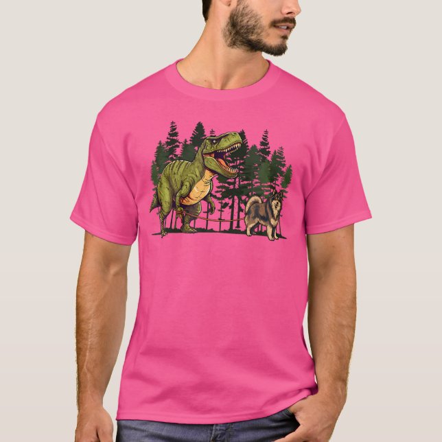 Rolig hund för Lapphund Dinosaur T-Rex Walking T Shirt (Framsida)