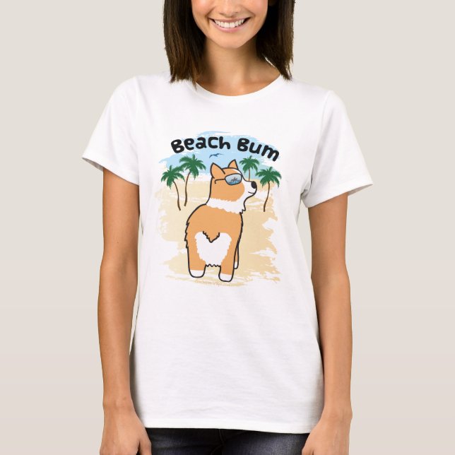 Rolig hund för strandlodisCorgi men T Shirt (Framsida)