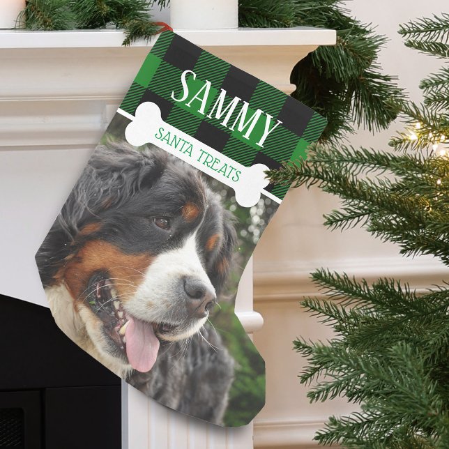 Rolig hund foto namn Personlig Liten Julstrumpa (Fun Dog Photo Name Personalized Small Christmas Stocking)