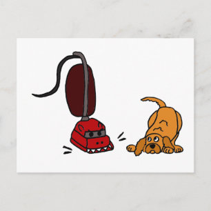 rolig hund fraid of Vacuum Cleaner Vykort