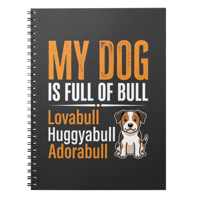 Rolig Hund Full Av Bull Design Anteckningsbok (Framsidan)