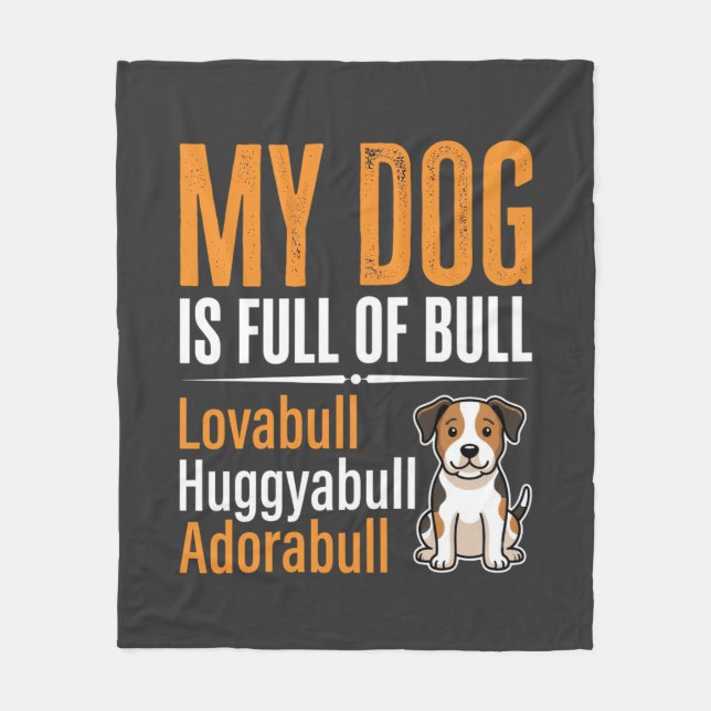 Rolig Hund Full Av Bull Design Fleecefilt (Framsidan)