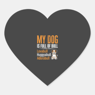 Rolig Hund Full Av Bull Design Hjärtformat Klistermärke