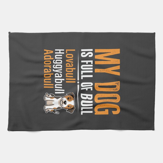 Rolig Hund Full Av Bull Design Kökshandduk (Horisontell)