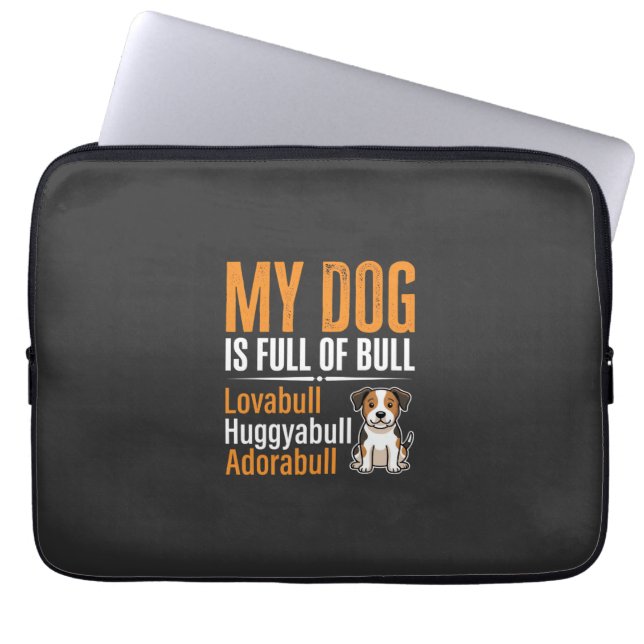 Rolig Hund Full Av Bull Design Laptop Fodral (Framsidan)