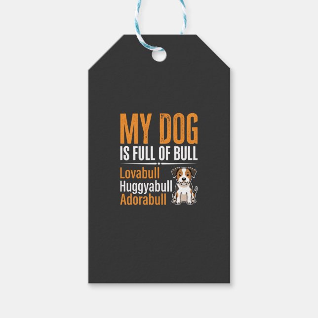 Rolig Hund Full Av Bull Design Presentetikett (Framsidan)