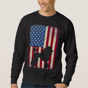 Rolig hund gåvor från Pudel Hund, amerikanska Flag Lång Ärmad Tröja