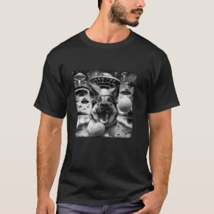 Rolig hund German Shepherd Selfie with UFO s Alien T Shirt