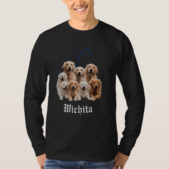 Rolig hund Golden Retriever Bootleg Wichita Kansas T Shirt (Framsida)