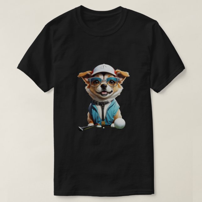 Rolig hund golfer t shirt (Design framsida)