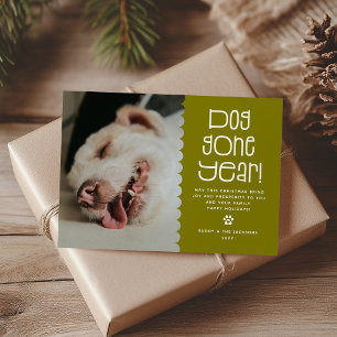 Rolig "Hund Gone Year" husdjursfoto Julkort