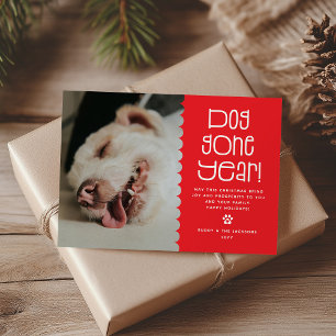 Rolig "Hund Gone Year" husdjursfoto Julkort