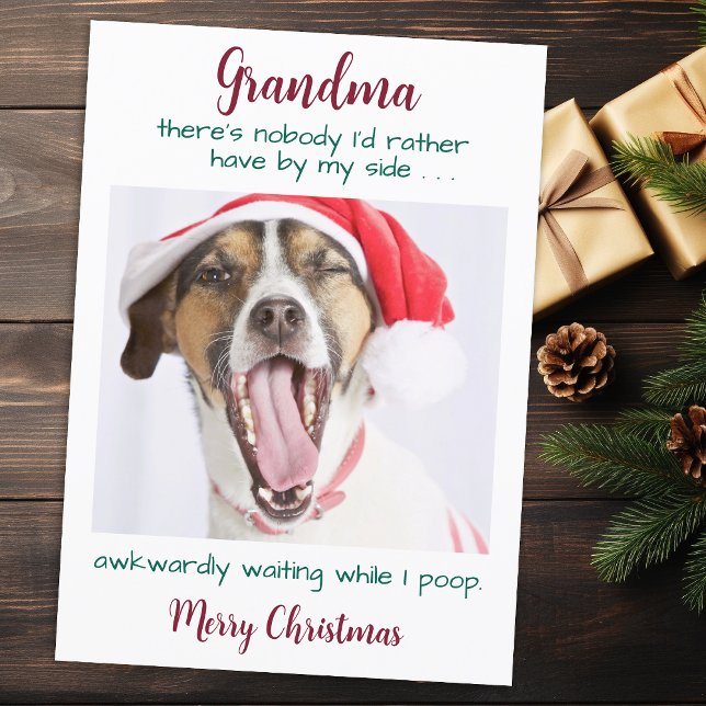 Rolig hund Grandma Personlig Pet Photo jul Julkort (Skapare uppladdad)