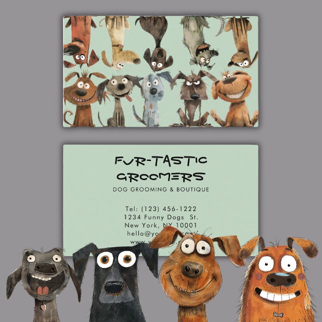 Rolig hund Groomers Boutique Qr-kod Visitkort (Skapare uppladdad)