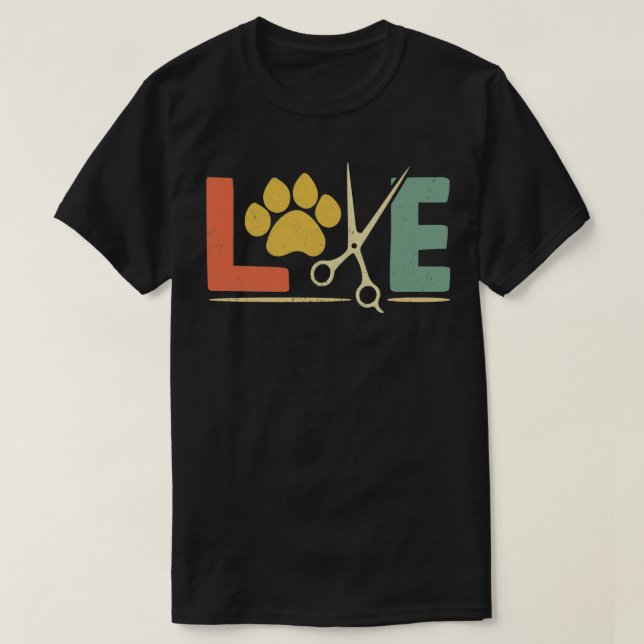Rolig hund Grooming Kärlek Pet Hund Groomer Classi T Shirt (Design framsida)