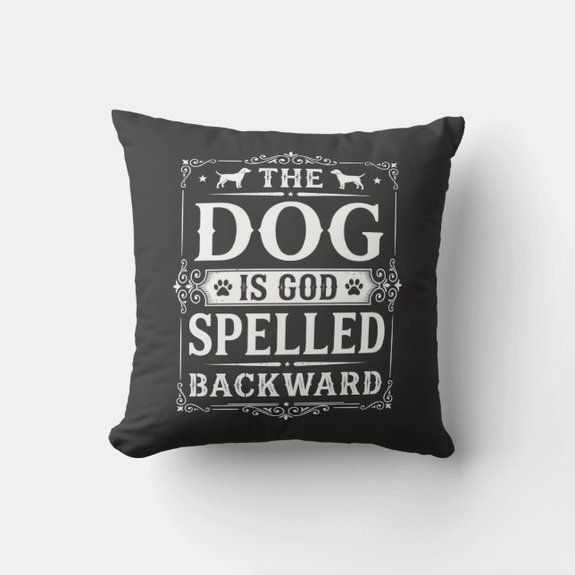 Rolig Hund Gud Stavad Baklänges Kudde (Framsida)