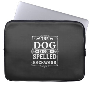 Rolig Hund Gud Stavade Baklänges Laptop Fodral