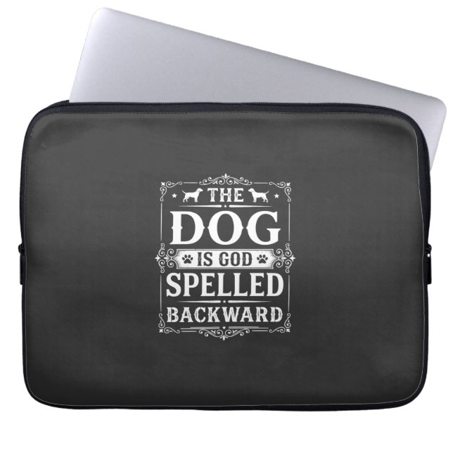 Rolig Hund Gud Stavade Baklänges Laptop Fodral (Framsidan)