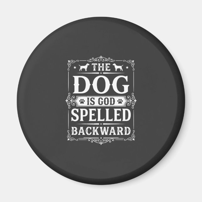 Rolig Hund Gud Stavade Baklänges Magnet (Framsidan)