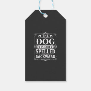 Rolig Hund Gud Stavade Baklänges Presentetikett