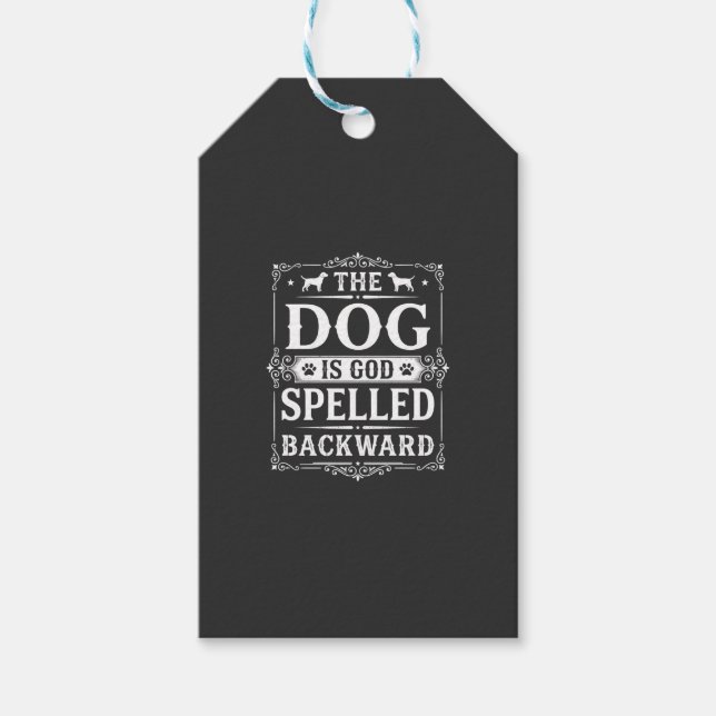 Rolig Hund Gud Stavade Baklänges Presentetikett (Framsidan)