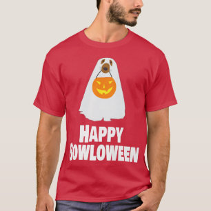 Rolig hund Halloween Ghost Costume Lycklig Bowlowe T Shirt