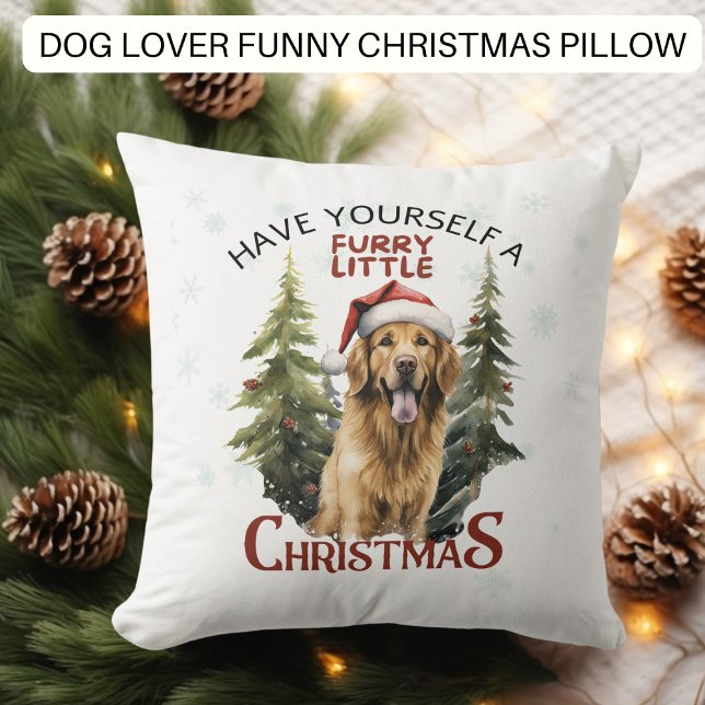 Rolig hund Hårig Lite jul Kudde (Skapare uppladdad)