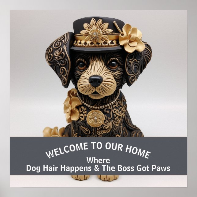 Rolig hund hemvarning för sällskapsdjur Chef Poster (Framsidan)