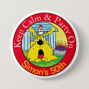 Rolig hund HUH! Födelsedagsfest Knapp