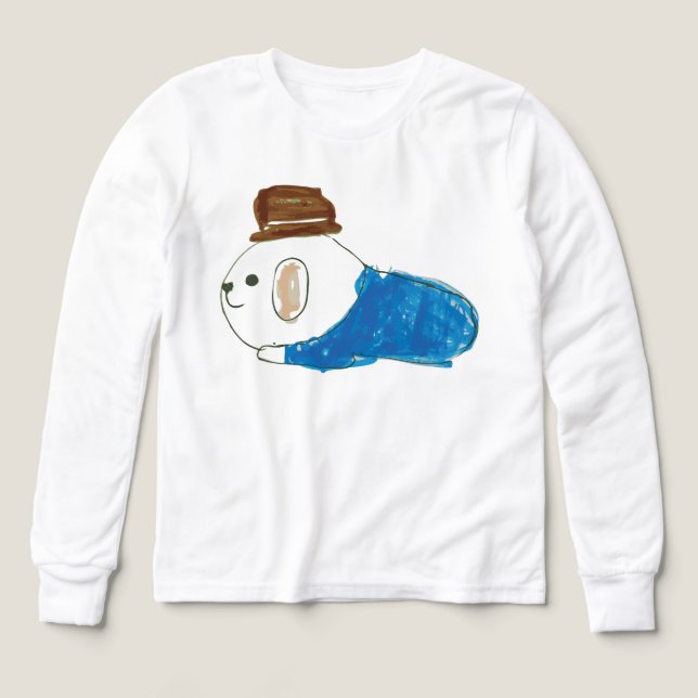 Rolig hund i Hat och Jacka för barn T Shirt (Design framsida)