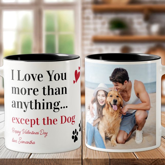 Rolig hund I Kärlek You Valentines day Anpassnings Två-Tonad Mugg (Skapare uppladdad)