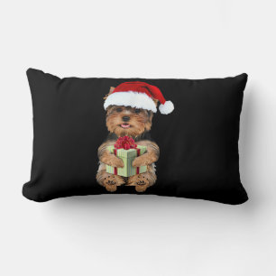 Rolig hund Jul Yorkie - Yorkshire Terrier Lumbarkudde