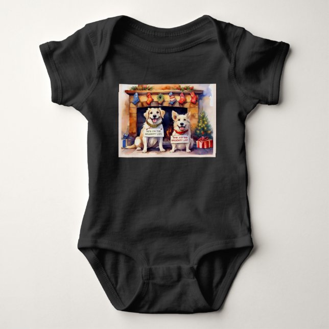 Rolig hund juldräkt Baby Bodykostym T Shirt (Framsida)