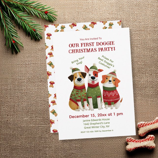 Rolig hund julfest inbjudan (Skapare uppladdad)