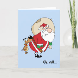 Rolig hund julkort för Biting Santa Helgkort
