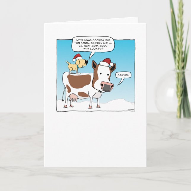 Rolig hund julkort och julkort helgkort (Framsida)
