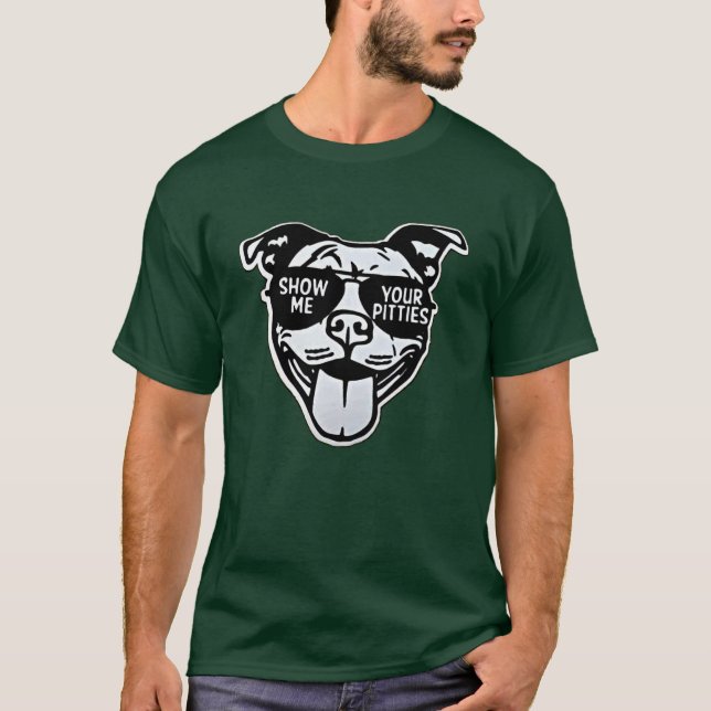 Rolig hund K9 Pit Bull Visa mig dina hundvalpar T Shirt (Framsida)