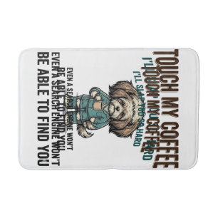 Rolig Hund Kaffe Varning Vintage Gravyr Design_ Badrumsmatta