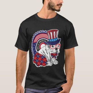 Rolig hund karaktär med farbror Sams hatt säger he T Shirt