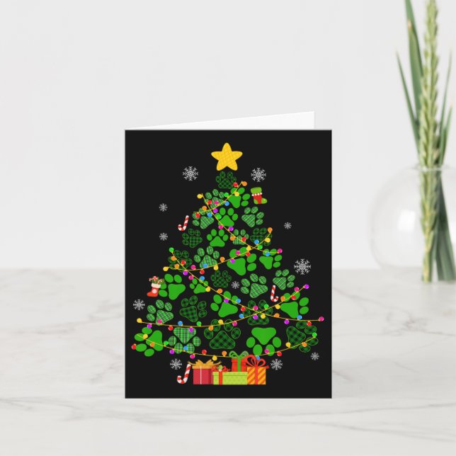 Rolig hund katt tassar julgran Xmas ljus Anim Kort (Framsida)