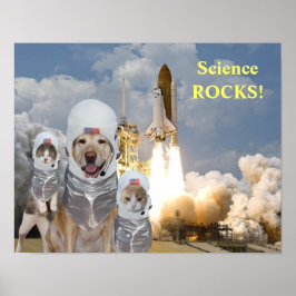 Rolig hund/kattastronauts-vetenskapen Poster