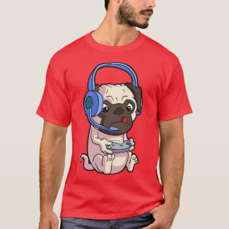 Rolig hund Kawaii Pug-spel för spelande Pugs-video T Shirt