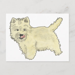 Rolig hund konstdesign för Cute Väster Highland Te Vykort