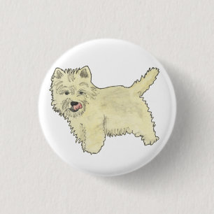 Rolig hund konstdesign för gullig västra höglan knapp