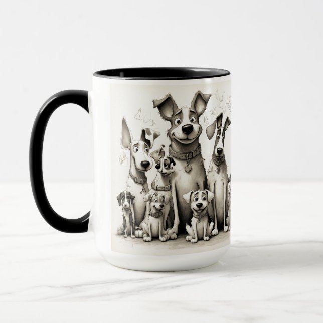 Rolig Hund Konsttryck Mugg (Vänster)