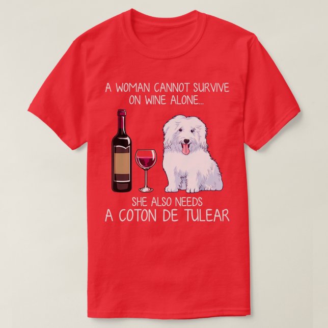 Rolig hund Koton de Tulear och vin T Shirt (Design framsida)